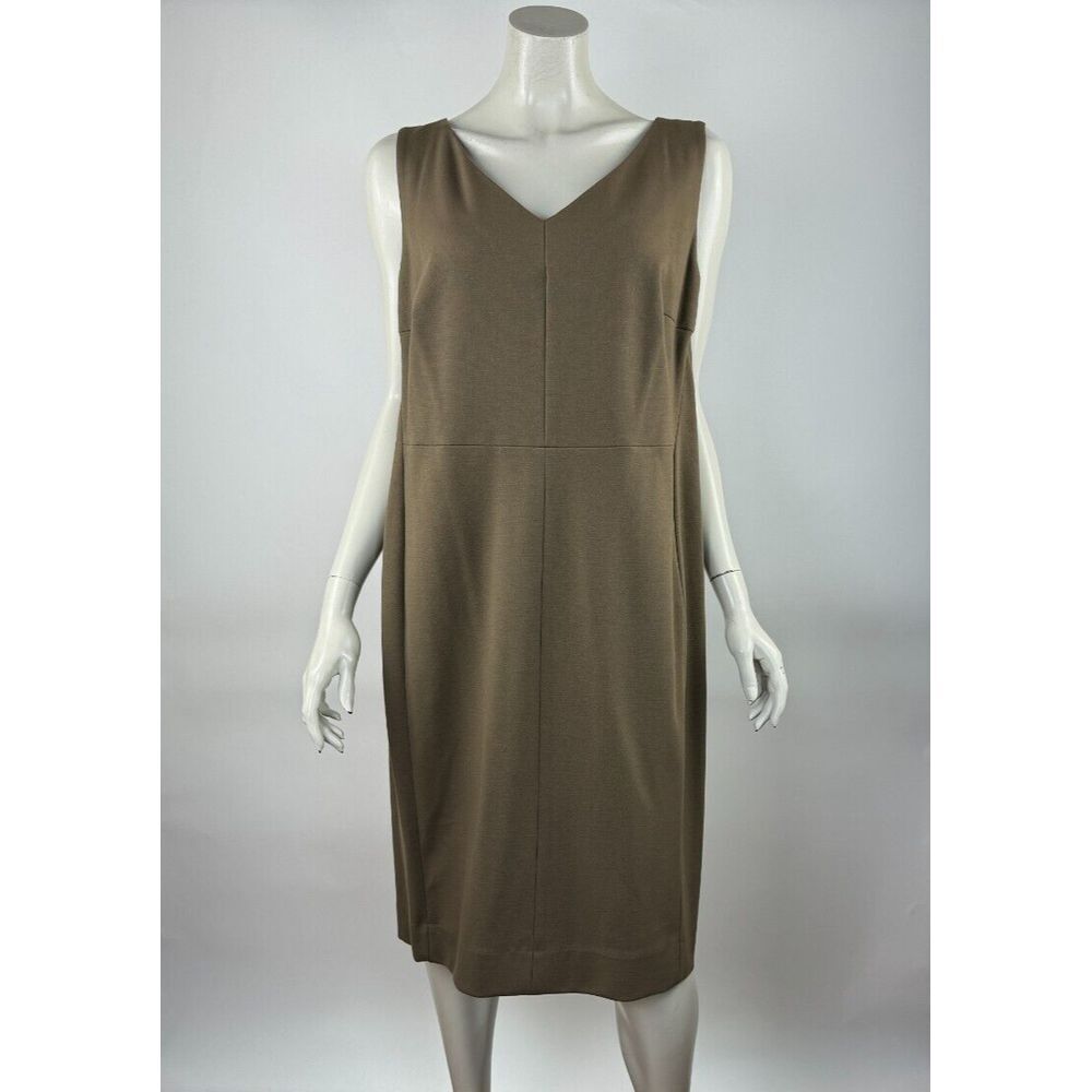 MM Lafleur  Annie Dress Women +1 NWOT Sleeveless V-neck Stretch ZipClosure Brown